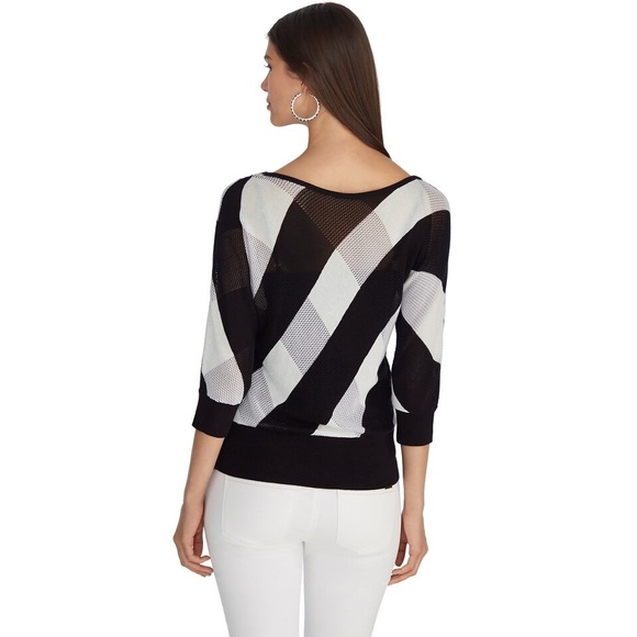 NWOT 💫 WHBM Black White Stitched Pullover - Picture 3 of 7